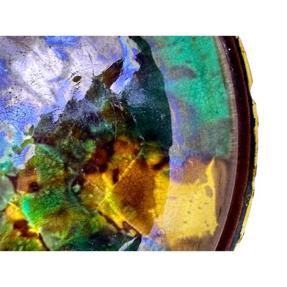 Wedgwood England Antique c. 1870-1890 Majolica Comport Tortoiseshell Glaze-Rare - Picture 9 of 13